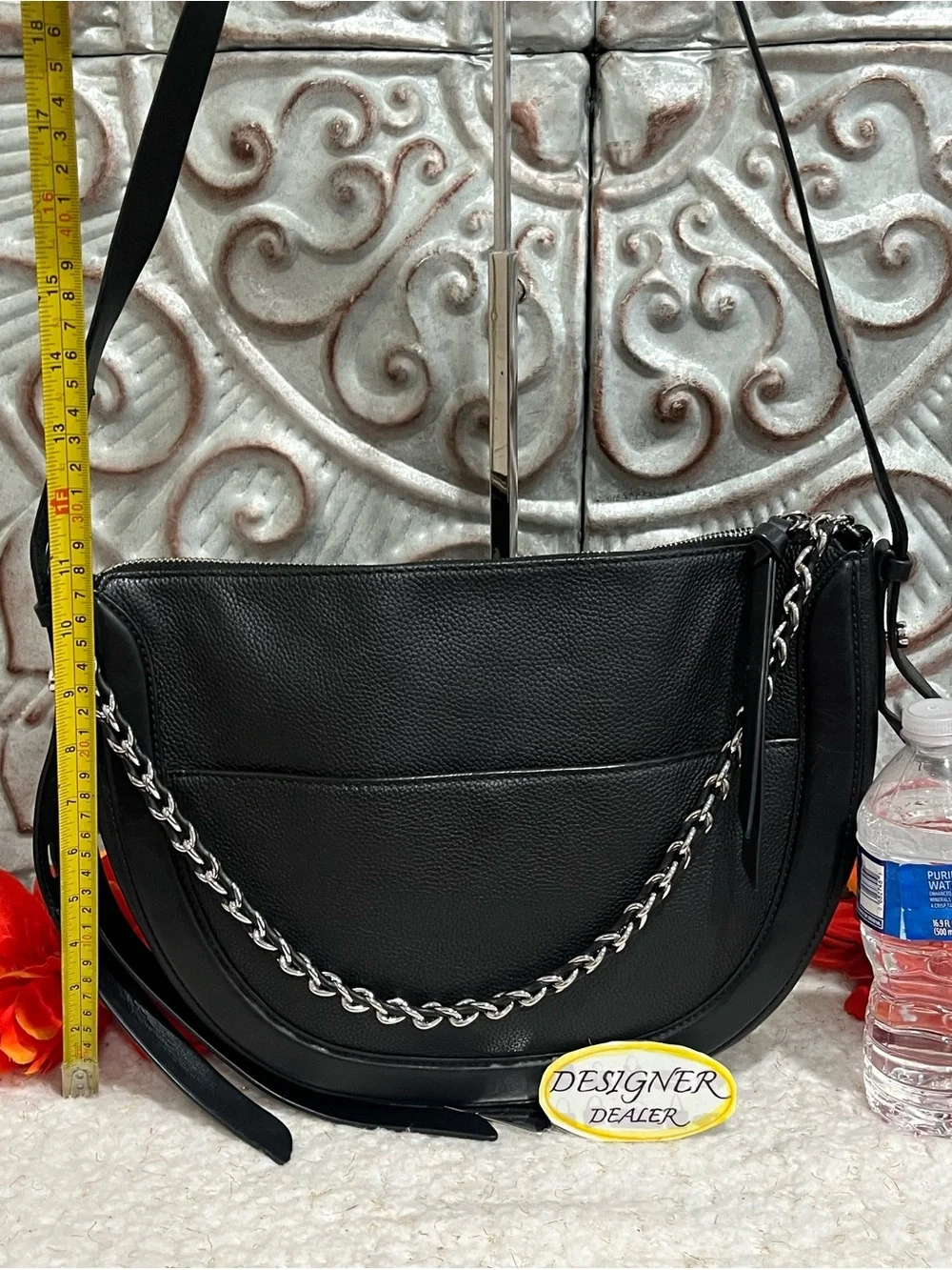 MICHAEL KORS Jagger Black Studded Messenger Bag Black EUC!